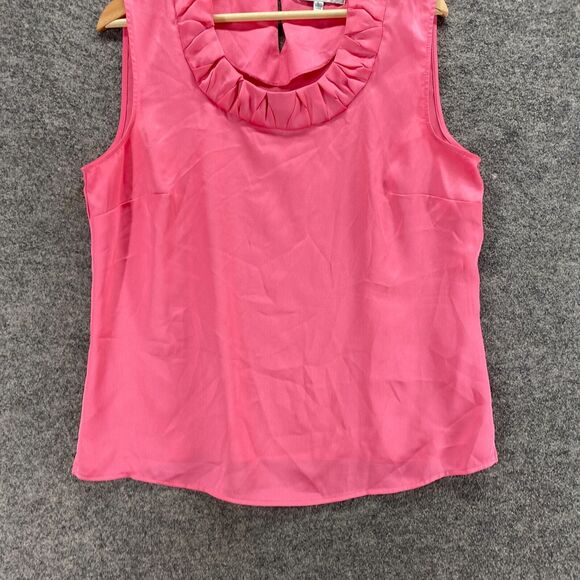 Kasper Blouse Women L Large Pink Sleeveless Wide Strap Hook & Eye Round Neck - Picture 4 of 9